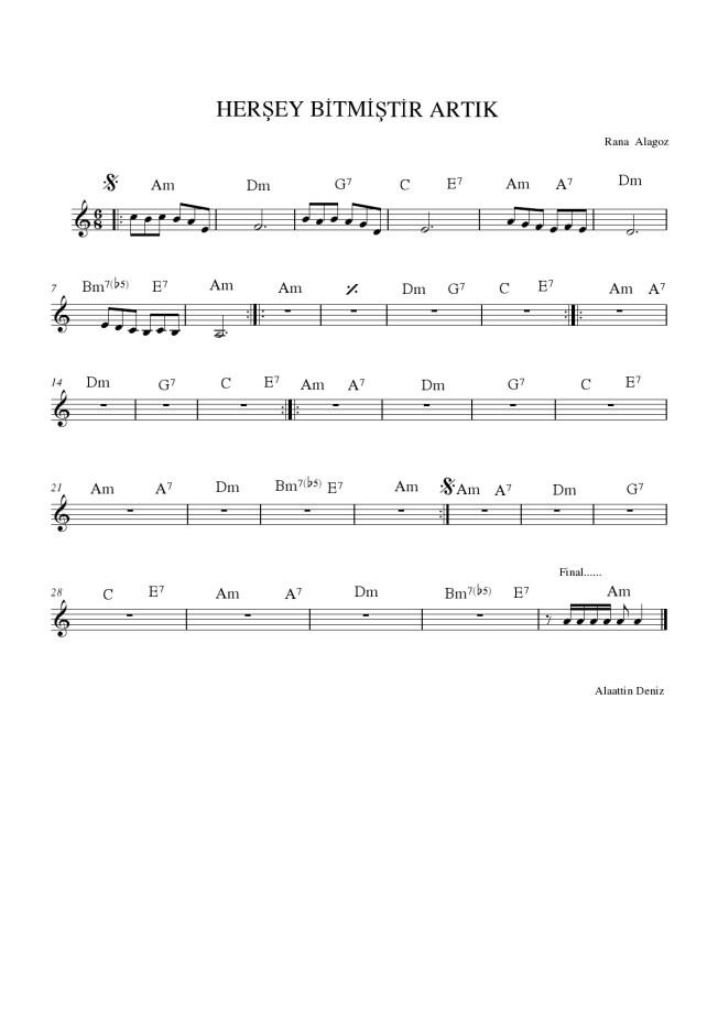 Herşey Bitmiştir Artık  R. Alagöz