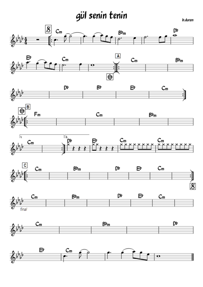 gül senin tenin  b.duran